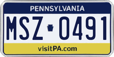 PA license plate MSZ0491