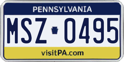 PA license plate MSZ0495
