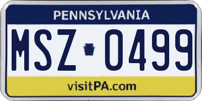 PA license plate MSZ0499