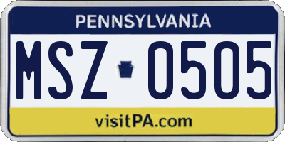 PA license plate MSZ0505