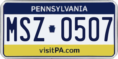 PA license plate MSZ0507