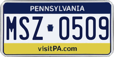 PA license plate MSZ0509