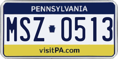 PA license plate MSZ0513