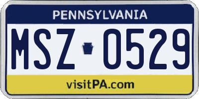 PA license plate MSZ0529