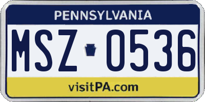 PA license plate MSZ0536