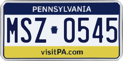PA license plate MSZ0545