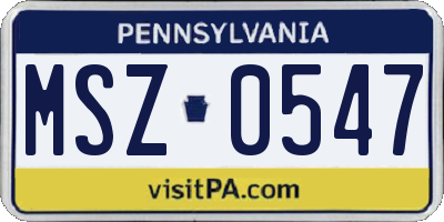 PA license plate MSZ0547