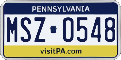 PA license plate MSZ0548