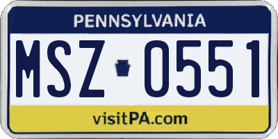 PA license plate MSZ0551