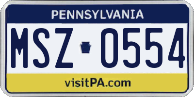 PA license plate MSZ0554