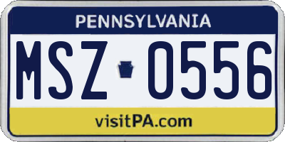 PA license plate MSZ0556