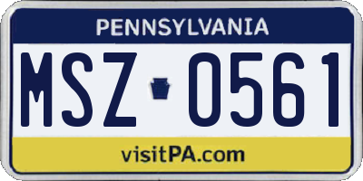 PA license plate MSZ0561