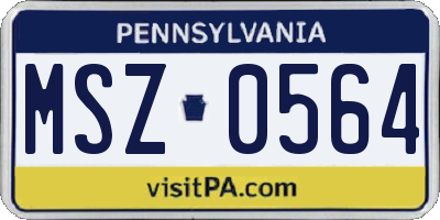 PA license plate MSZ0564