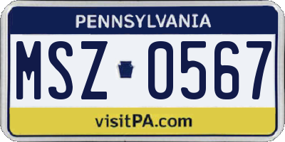 PA license plate MSZ0567