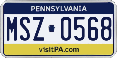PA license plate MSZ0568
