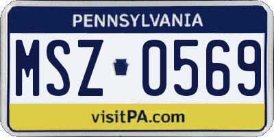PA license plate MSZ0569