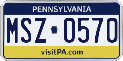 PA license plate MSZ0570