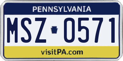 PA license plate MSZ0571