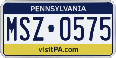 PA license plate MSZ0575