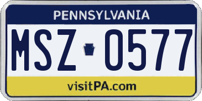 PA license plate MSZ0577