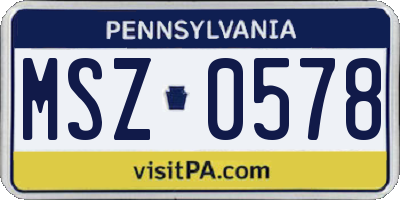 PA license plate MSZ0578