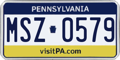 PA license plate MSZ0579