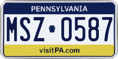 PA license plate MSZ0587