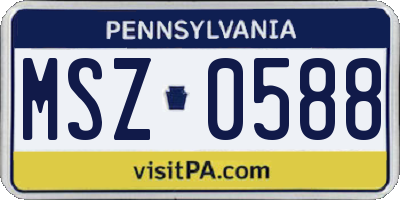 PA license plate MSZ0588