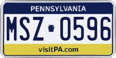 PA license plate MSZ0596