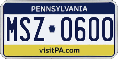 PA license plate MSZ0600