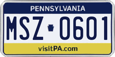 PA license plate MSZ0601