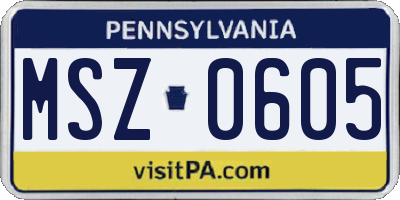 PA license plate MSZ0605