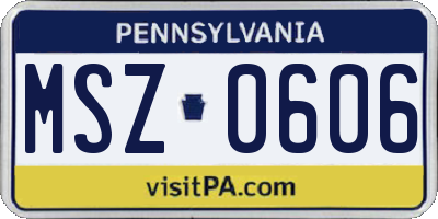 PA license plate MSZ0606