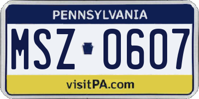 PA license plate MSZ0607