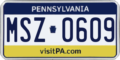 PA license plate MSZ0609