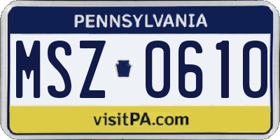 PA license plate MSZ0610
