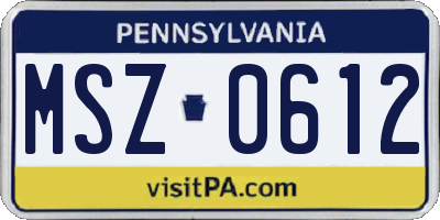 PA license plate MSZ0612