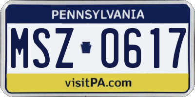 PA license plate MSZ0617