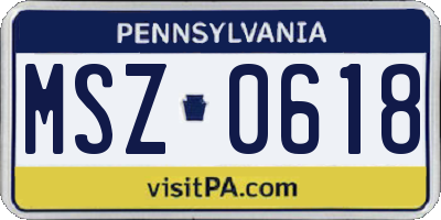PA license plate MSZ0618