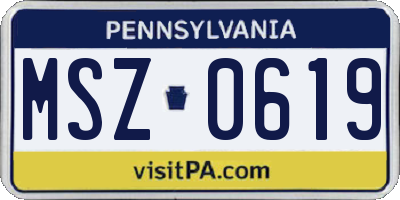 PA license plate MSZ0619