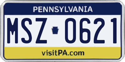 PA license plate MSZ0621