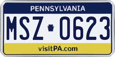 PA license plate MSZ0623