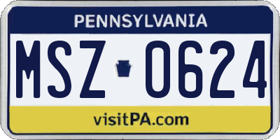 PA license plate MSZ0624