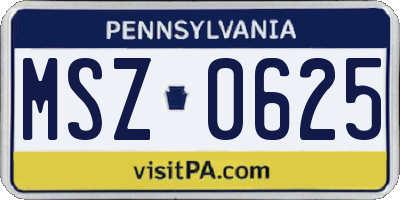 PA license plate MSZ0625