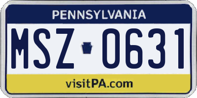 PA license plate MSZ0631