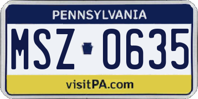 PA license plate MSZ0635