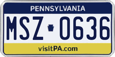 PA license plate MSZ0636