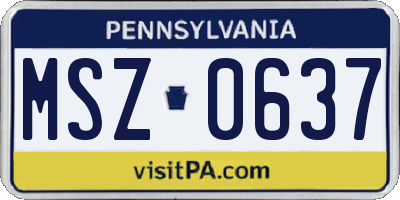 PA license plate MSZ0637