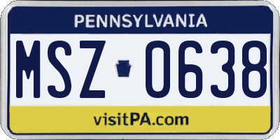PA license plate MSZ0638
