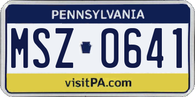 PA license plate MSZ0641